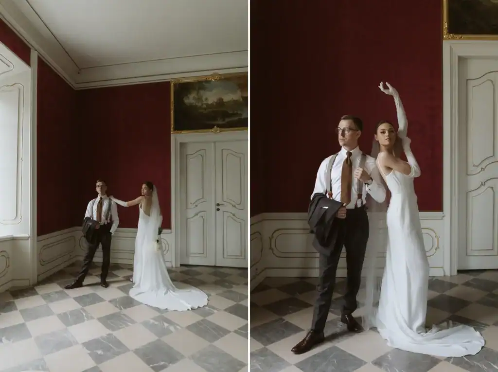 fotografia ślubna Pałac Popielów – wejście do pałacu